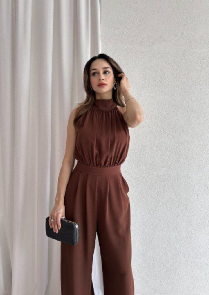 Sleeveless Halter Wide-Leg Jumpsuit