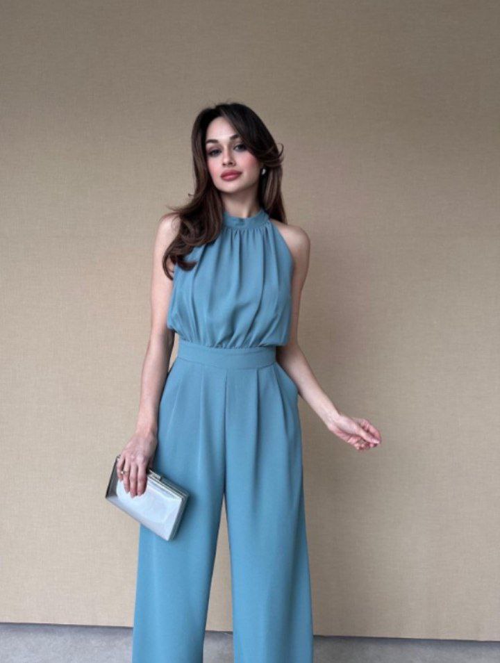 Sleeveless Halter Wide-Leg Jumpsuit