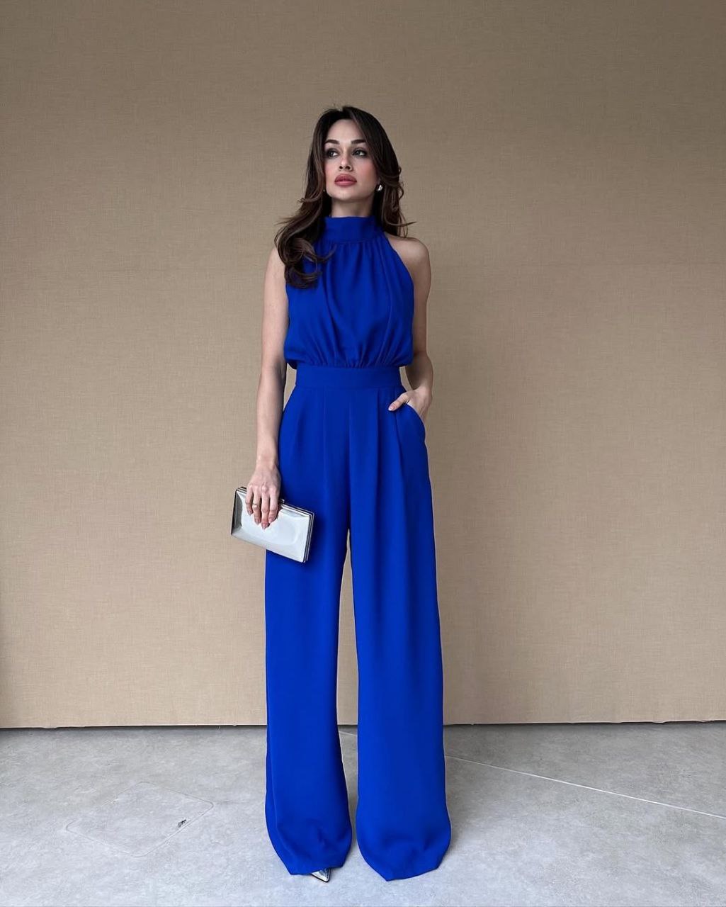 Sleeveless Halter Wide-Leg Jumpsuit