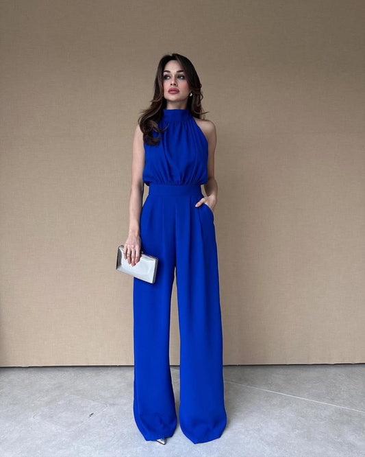 Sleeveless Halter Wide-Leg Jumpsuit