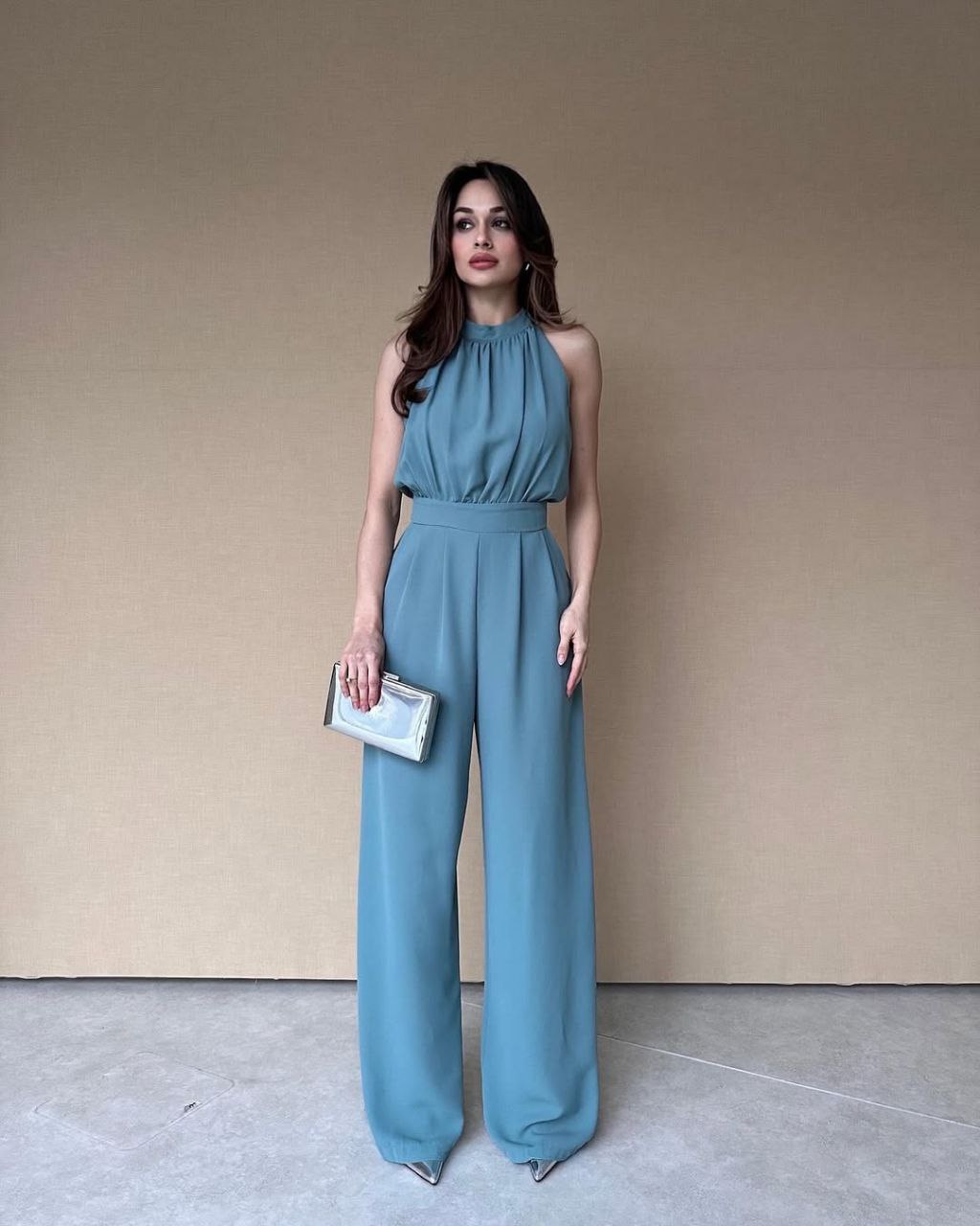 Sleeveless Halter Wide-Leg Jumpsuit