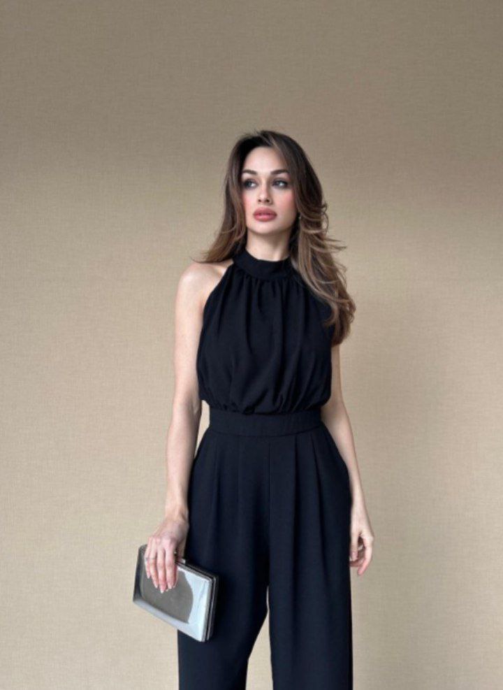 Sleeveless Halter Wide-Leg Jumpsuit