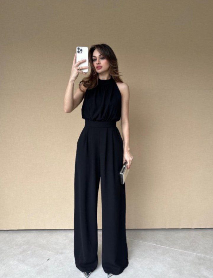 Sleeveless Halter Wide-Leg Jumpsuit