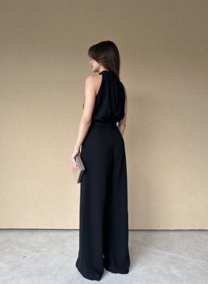 Sleeveless Halter Wide-Leg Jumpsuit
